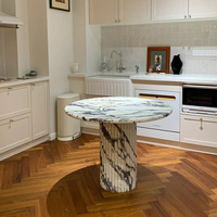 Table à manger ronde en marbre Calacatta Viola de Cammy Stone, design moderne, meubles en pierre naturelle pour hôtel, cuisine, salon