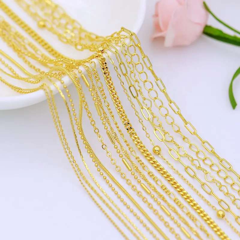 High Quality Cheap Rose Chopin Link Chain Twisted Rope Necklace 18k Solid Pure Real Gold Chain Necklace