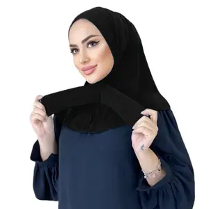 Ready Stock Traditional Muslim Scarves Arab Bubble Chiffon Fabric Prayer Shawls scarf khimar Hijab With Band Hijabs