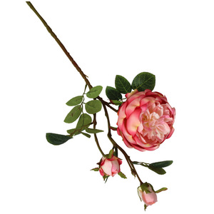 Flores Artificiales de Seda, Rama Larga, Rosa Feliz, Decoración Suave para Sala de Estar, Mesa de Comedor, Interior de Tienda, Arte Floral Simple de Fábrica - Product Image 5
