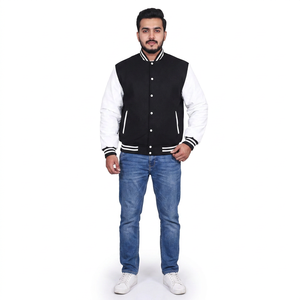 Blouson universitaire homme de haute qualité pour l'automne et l'hiver, avec manches en laine, col montant, style universitaire, OEM, vierge, tendance - Product Image 1
