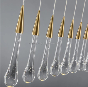 Sang Trọng Pha Lê Nước Drop Rose Vàng Treo Mặt Dây Chuyền Đèn Hiện Đại Vàng Hạt Mưa Hình Dạng Đèn Chùm - Product Image 3