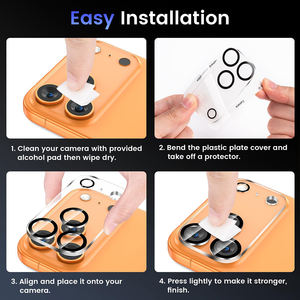 Protecteur d'objectif de caméra Hd anti-rayures complet Protecteur de caméra de téléphone portable en verre trempé pour Iphone 17 14 15 16e 16 13 <span class=keywords><strong>Pro</strong></span> Max - Product Image 6