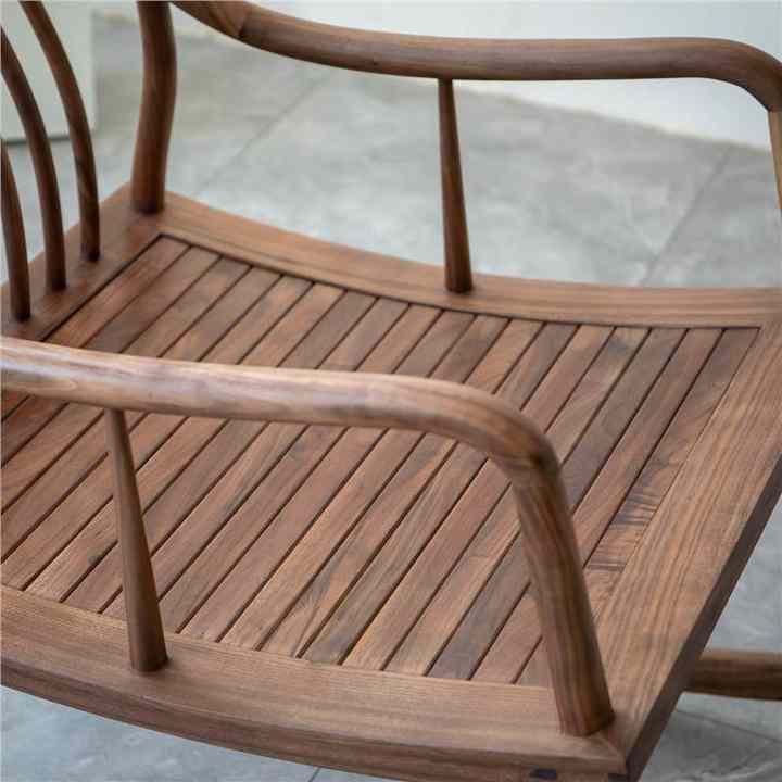 Handmade New Chinese Black Walnut Wood Rocking Chair Solid Wooden ...