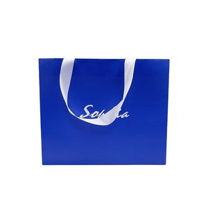 CMYK Printing Customized Logo Paper Bags With Handles <b>Ribbon</b> Bow <b>Wedding</b> Gift Paperbag Packaging Boutique Bags - Product Image 5