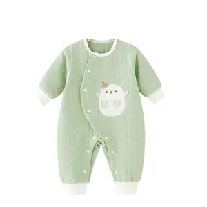 Baju monyet bayi baru lahir balita, Jumpsuit hangat katun penuh 100% karton uniseks musim gugur dan musim dingin