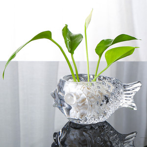 Youpin Aeofa — <span class=keywords><strong>Vase</strong></span> en verre <span class=keywords><strong>Transparent</strong></span> pour plante de Terrarium hydroponique, Pot de fleurs pour Table, décoration de maison, en forme de poisson - Product Image 1