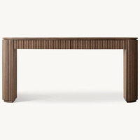 Table basse Byron RH, buffet en bois cannelé avec panneaux texturés, table de salon moderne pour l'entrée
