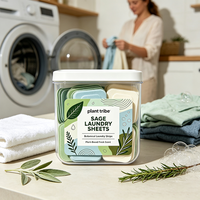 Feuilles de lessive parfumées à la sauge, ultra-fines, portables, élimination des taches tenaces, parfum frais aux herbes, longue durée