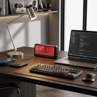 Horloge de table intelligente avec thermomètre-hygromètre, calendrier, veilleuse et réveil pour enfants, en plastique, fonctionne à piles