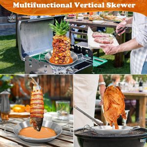 Stainless Steel Vertical Screw <b>BBQ</b> Pot Accessories Barbecue Grill Roast Chicken <b>Rack</b> Vertical Skewer <b>BBQ</b> Plate - Product Image 5