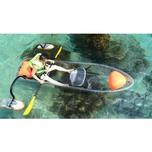 Transparent Plastic Clear Crystal PC Leisure Double Seats Crystal Clear Kayak Transparent Canoe With Aluminum Frame 2 Years