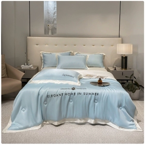 Summer Simple Ice <b>Silk</b> Quilt European American Style Polyester Filling Washable Lightweight Cooling Comforter Customizable Home - Product Image 6