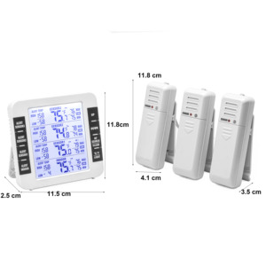 Không dây kỹ thuật số LCD đèn nền Tủ đông nhiệt độ 3 cảm biến âm thanh báo động cho trong nhà ngoài trời sử dụng nhà hộ gia đình Nhiệt kế - Product Image 2