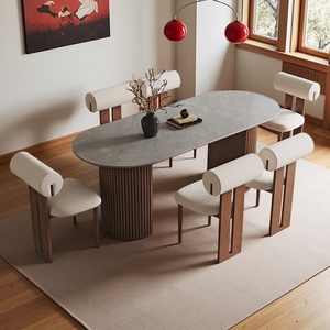 Bộ bàn ăn kiểu cổ điển 6 chỗ ngồi, nội thất phòng ăn, bàn ăn hình <span class=keywords><strong>oval</strong></span> gỗ tần bì nguyên khối, bàn và ghế ăn hình <span class=keywords><strong>oval</strong></span> - Product Image 3