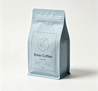 Sachet de café à fond plat imprimé sur mesure, qualité alimentaire, haute barrière, pour emballage de grains de café torréfiés
