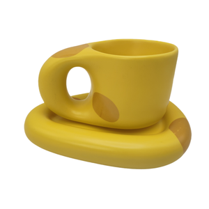 แก้วเซรามิคทรงน่ารักพุงป่อง ขนาด 10 ออนซ์ พร้อมจานรอง สำหรับลาเต้ ชา นม - Product Image 4
