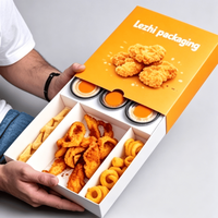 Boîte d'emballage personnalisée pour restauration rapide, boîte à poulet frit, boîte à snacks en carton avec tiroir, boîte à anneaux pour snacks