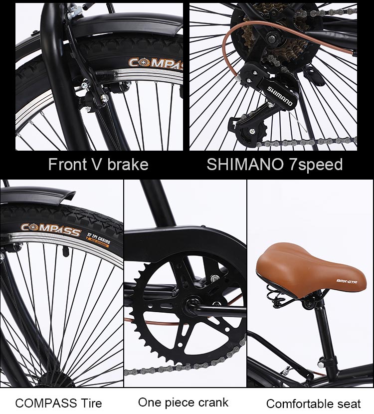 m*o様 ビーチクルーザー 自転車 ブラック ビーチクルーザーバイクローライダー大人自転車マンサイクル28
