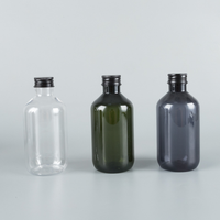 Bouteille Boston en PET avec bouchon à vis en aluminium pour emballage de lotion, logo personnalisé, 100 ml, 150 ml, 200 ml, 300 ml, 400 ml, 500 ml, pour shampoing et huile capillaire