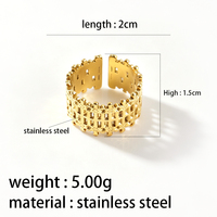 Bague ajustable en acier inoxydable plaqué or 18 carats pour femme, motif feuille ajourée, design tendance