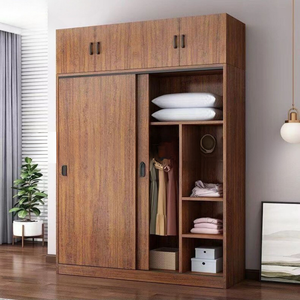 ตู้เสื้อผ้าบานเลื่อน2ประตูสไตล์วอลนัทตกแต่งทันสมัยด้วยไม้เอ็นจิเนียร์ดีไซน์หรูหราและอบอุ่นสำหรับการตกแต่งภายในที่ทันสมัย - Product Image 1