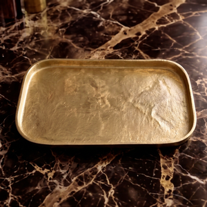 Plateau de service en métal élégant, design raffiné pour la maison et les restaurants, plateau de service à café en promotion, plateau décoratif doré - Product Image 1