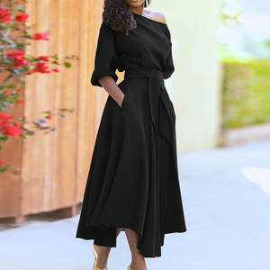 Robe élégante pour femmes, robe à bretelles de haute qualité, robe à épaules inclinées, robe décontractée pour femmes - Product Image 3