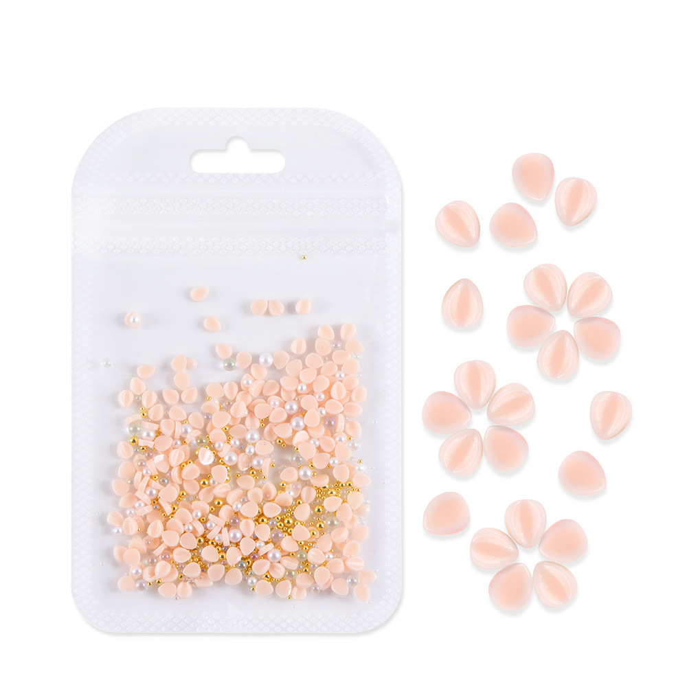 Petit Pétale Rond avec Perle Dorée-Orange-Rose 7 #