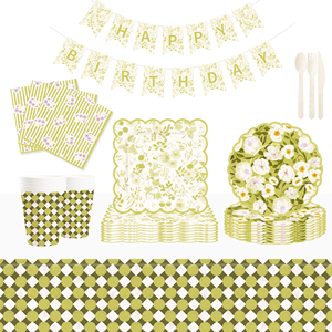 DAMAI Wildflower Theme Party Decoration Birthday Party Daisy <b>Paper</b> Plate Disposable <b>Paper</b> Plate Tissue Tableware Set - Product Image 1