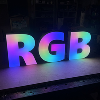 Lettres lumineuses LED RGB personnalisées en acier inoxydable 3D, alimentées par prise, pour la publicité extérieure des magasins