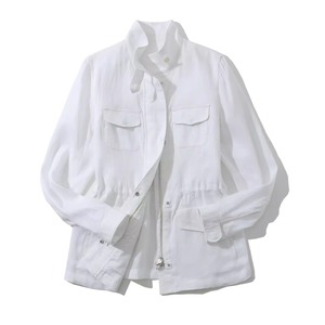 Nuova Giacca Bianca in <span class=keywords><strong>Lino</strong></span> da <span class=keywords><strong>Donna</strong></span> 2025 con 4 Tasche, Traspirante, con Zip, Vestibilità Slim in Vita, Leggera e Oversize - Product Image 5