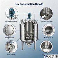 Cuve de mélange en acier inoxydable avec chemise chauffante pour le traitement des jus et des boissons