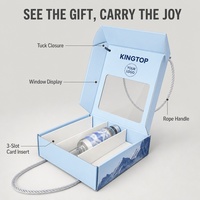 Boîte d'expédition rigide personnalisée avec impression pour cadeaux, vente au détail, abonnements, fermeture à rabat, bleu ciel, poignée en corde, vente en gros, directement de l'usine