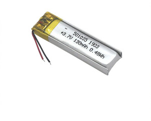 Rectangle GEB <span class=keywords><strong>3</strong></span>,7 V 501035 130mAh lithium polymer rechargeable battery - Product Image 1