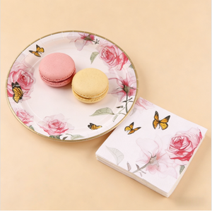 Juego <span class=keywords><strong>de</strong></span> Vajilla Desechable Personalizable Lanweier Serie <span class=keywords><strong>Rosa</strong></span> Mariposa Modelo CS-7 para Fiestas/Festivales - Product Image 4