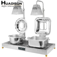 Huadison hôtel et restaurant fournitures lampe chauffante infrarouge lampe chauffante alimentaire à double tête avec panneau en marbre