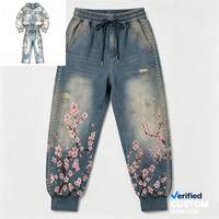 Veste en jean cloutée personnalisée pour la vente en gros, effet délavé soleil, style streetwear Y2K, coupe-vent, fournisseur de référence Cherry Blossom