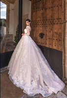 Robe De mariée de luxe à col en V grande taille chapelle Train chérie Vestido De Novia Appliqued robes De mariée