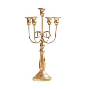 Bougeoirs vintage en bronze à trois et cinq têtes pour la décoration de dîners de mariage à l'hôtel, vaisselle élégante - Product Image 2