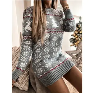 Autumn Winter New Design Sweater Women Amazon Europe USA Christmas Long Sleeve Knit Dress