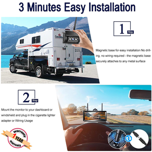 Système de caméra de recul sans fil à énergie solaire avec moniteur IPS de 6,86 pouces et caméra de recul magnétique pour camping-car, camion, remorque - Product Image 5