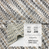 Chane-style personnalisé fantaisie manteau vérifier tissu 65% Polyester 35% coton acrylique Tweed tricoté tissu pour femmes vêtement