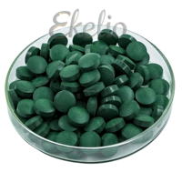 Comprimés mélangés naturels de couleur verte 250mg/500mg comprimés de spiruline en poudre en vrac