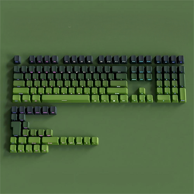Gradient 136 Keys Matcha Color Mechanical Keyboard Keycap PBT Two-Color Original Factory Height Custom Keyboard Keycaps