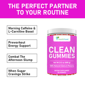 Gummies de haute qualité pour une énergie nette et constante, avec glucides complets, pour combattre la baisse de vitalité de l'après-midi, aux couleurs naturelles, saveur stimulante et amélioration de l'humeur - Product Image 2