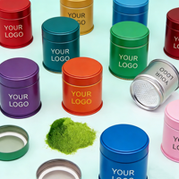 Boîte à thé en métal ronde de qualité alimentaire avec bouchon à vis hermétique personnalisé de 20g, 30g, 50g, 60g, 100g pour l'emballage du thé matcha
