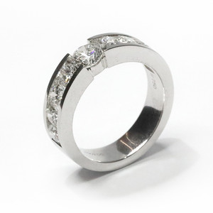 Anillos de Diamantes de Laboratorio de Media Eternidad con Oro Blanco de 18K, Corte Brillante de 0.5ct, Certificado IGI, Joyería Clásica de Diamantes en Oferta para Hombre - Product Image 5