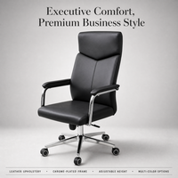 Chaise de bureau exécutive en cuir PU ergonomique réglable en hauteur, pivotante, pour conférence