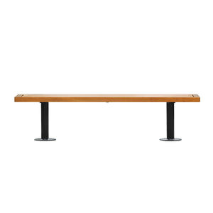 आउटडोर फर्नीचर लोहे की लकड़ी बैकलेस बेंच सीट पार्क के बाहर दरवाजे के बगीचे के बाहर पुनर्नवीनीकरण लकड़ी बैठने वाली बेंच - Product Image 3